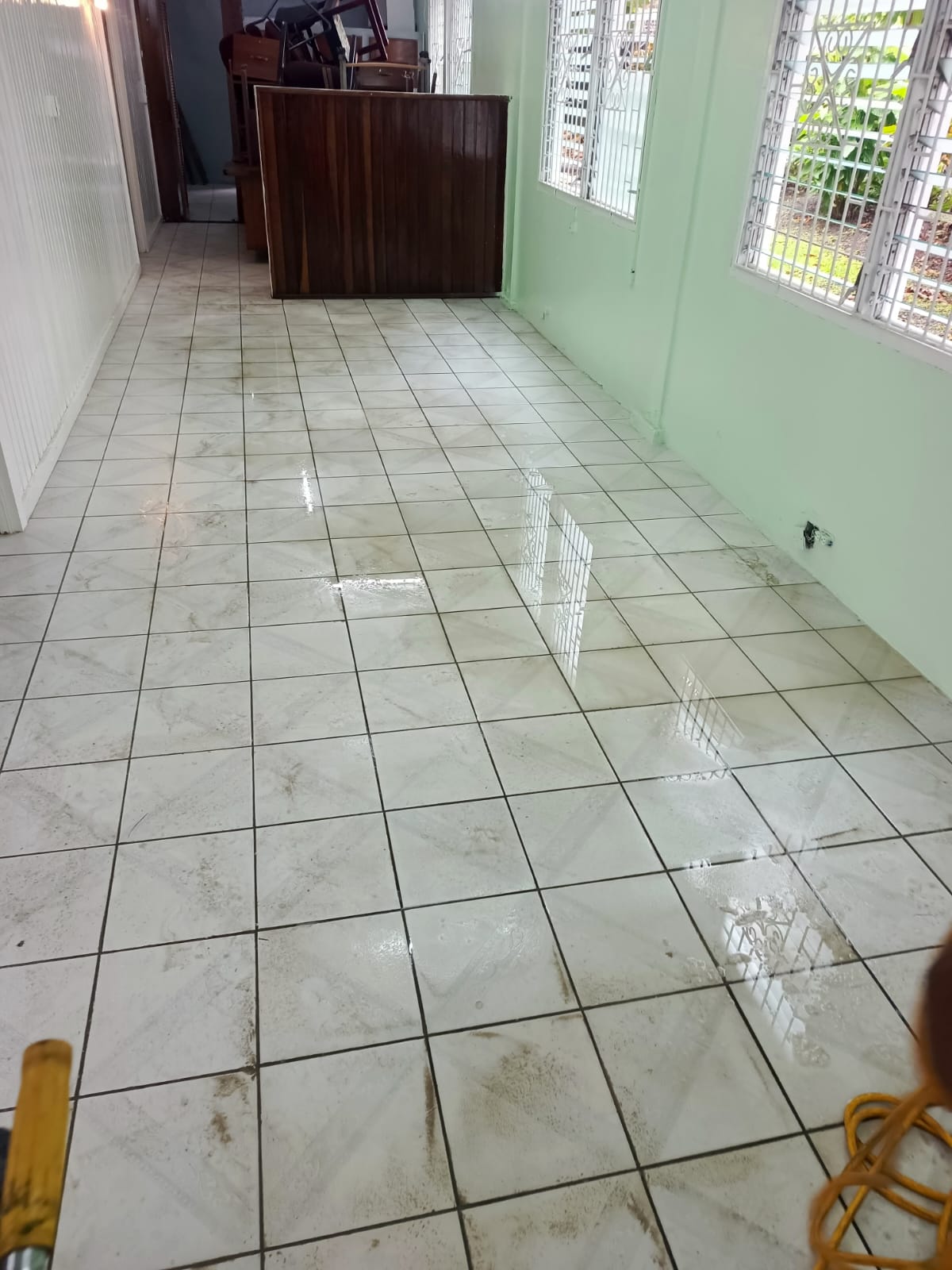 Scrubbing & Polishing Tiles Before